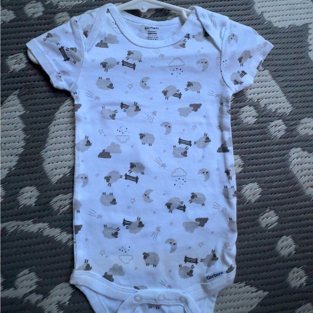 Gerber White and Gray Animal Print Baby Bodysuit